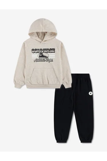 Converse Boys Chest Stripe with Sneaker GFX Tracksuit in Black