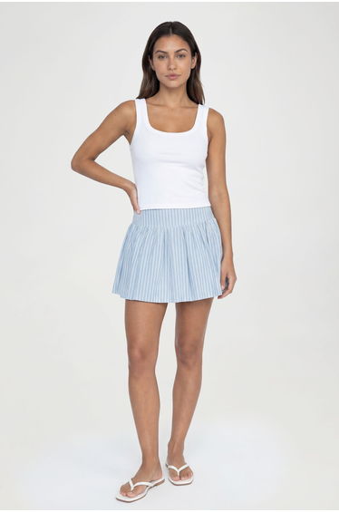 Tall Stripe Flippy Mini Skirt - blue