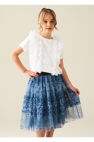Isabelle Mesh Print Skirt - Blue