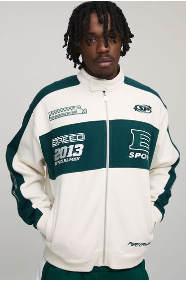 Tall Oversized Jersey Man Embroidered Varsity Jacket