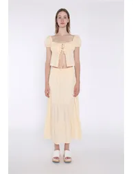 Pale-Lemon Tie-Front Top
