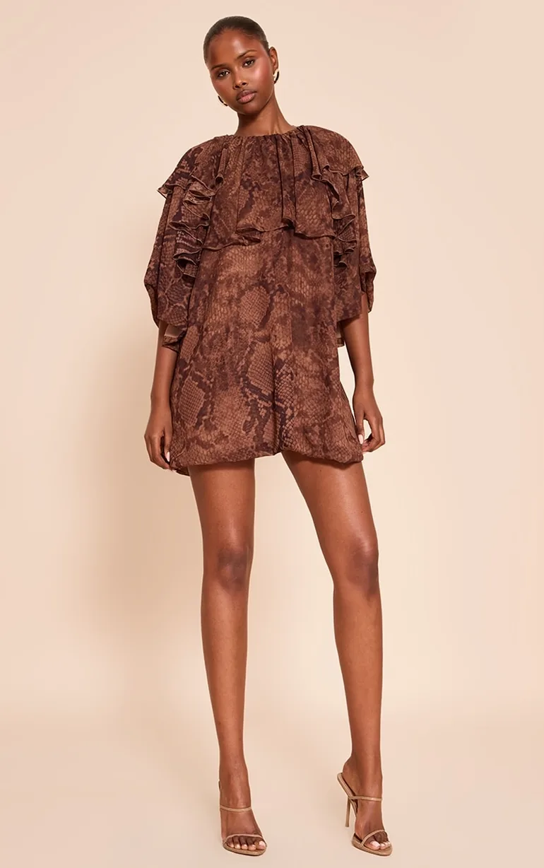 brown snake dress Snake Print Dress Minerva main image 0