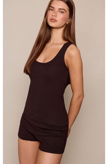 Chocolate Scoop Neck Knitted Vest