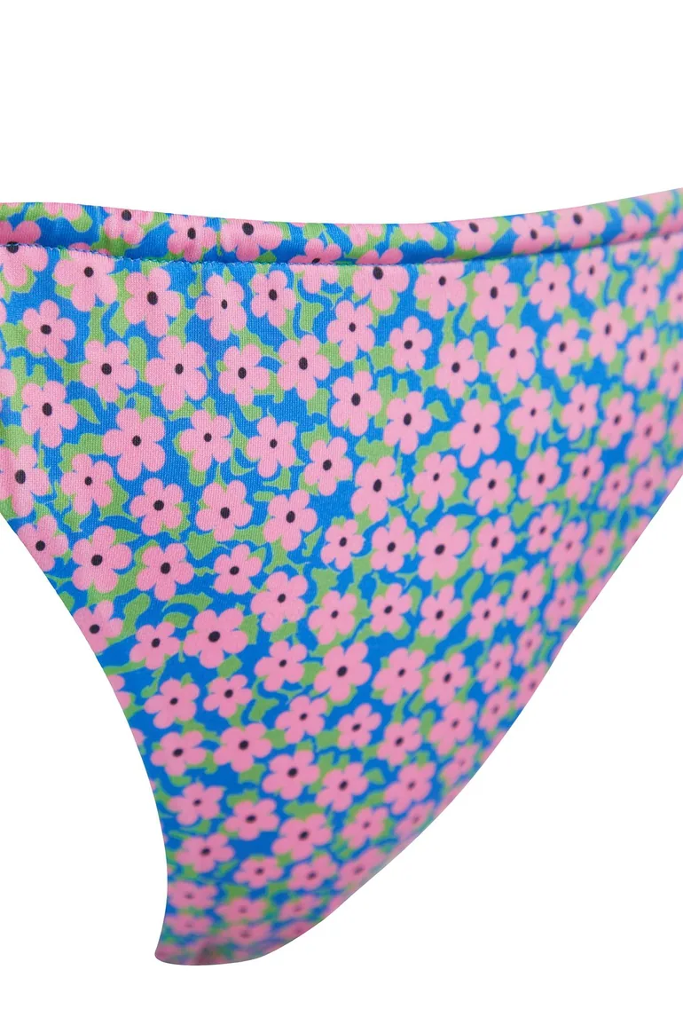 Floral Patterned Tunnel High Leg Bikini Bottom - 4
