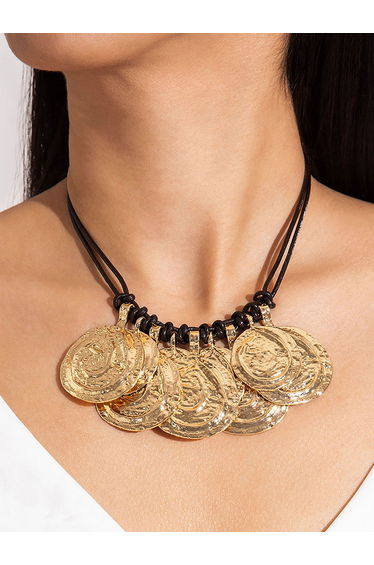 Textured Coin Drop Necklace