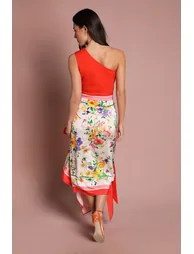 فستان كوست فاشن أبيض ميداكسي على شكل حرف A بطبعة أزهار - 2