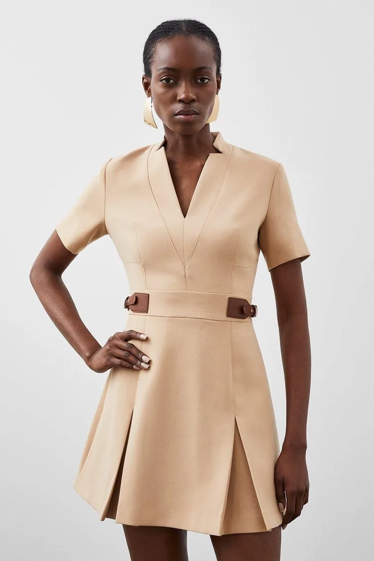 Karen Millen  Pleated A-Line Mini Skater Dress