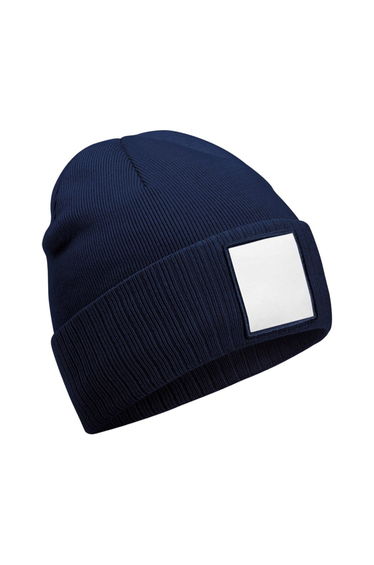 Beechfield Appliqué Patch Beanie - Oxford Navy/White