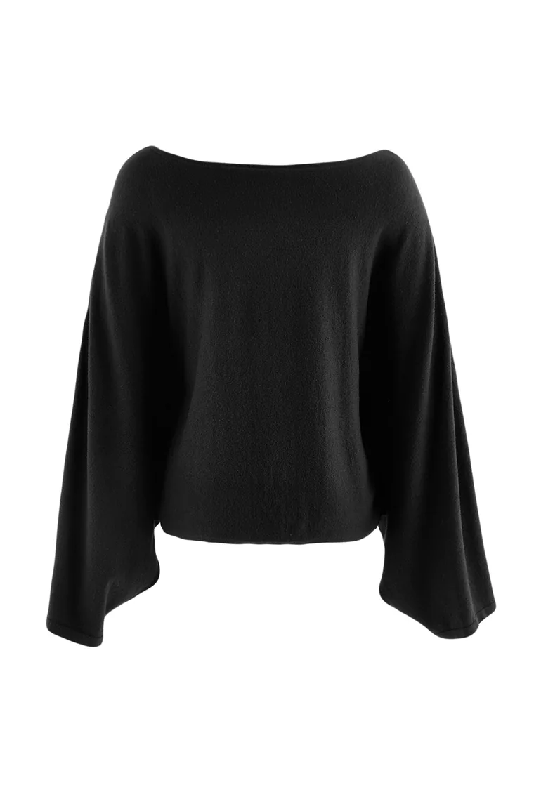 Black Soft Boat Neck Basic Knitwear Sweater - 6
