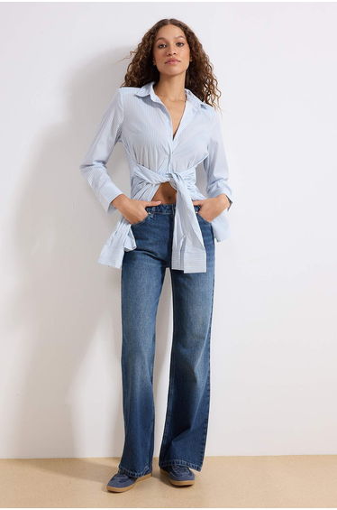 Navy Blue High Waist 90's Wide Leg Jeans