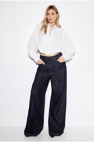 Plunge Structured Smock Shirt