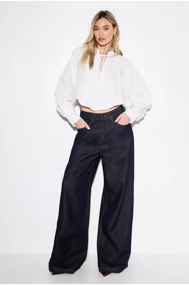 Plunge Structured Smock Shirt