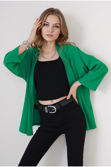 BDART Textured Loose Fit Shawl Collar Kimono