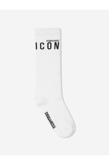 Kids Icon Logo Socks in White