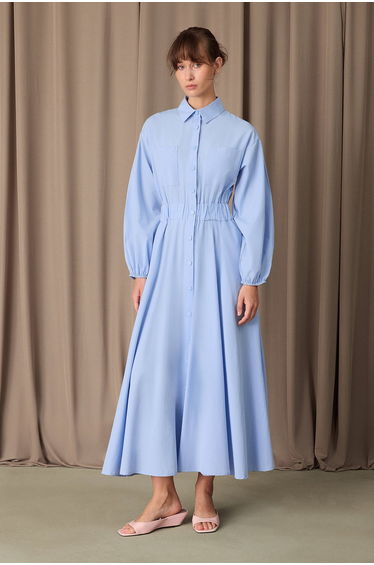 POPLIN DRESS WITH ELASTIC WAISTBAND