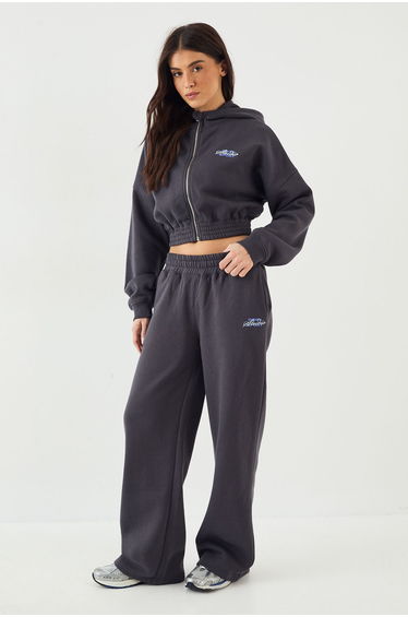 DSGN Studio Sport Boxy Crop Zip Through Hoodie - slate grey