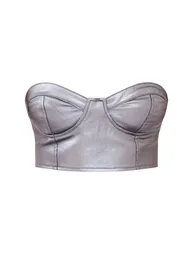 Gunmetal Metallic Look Coated Bandeau Top - 4