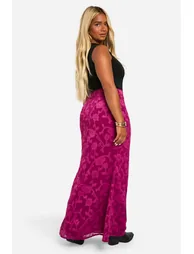 Plus Burnout Floral Maxi Skirt - plum - 1
