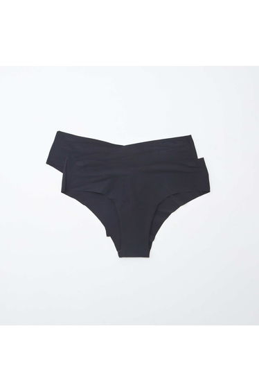 Pack of 2 pairs of seamless microfibre boy shorts BLACK
