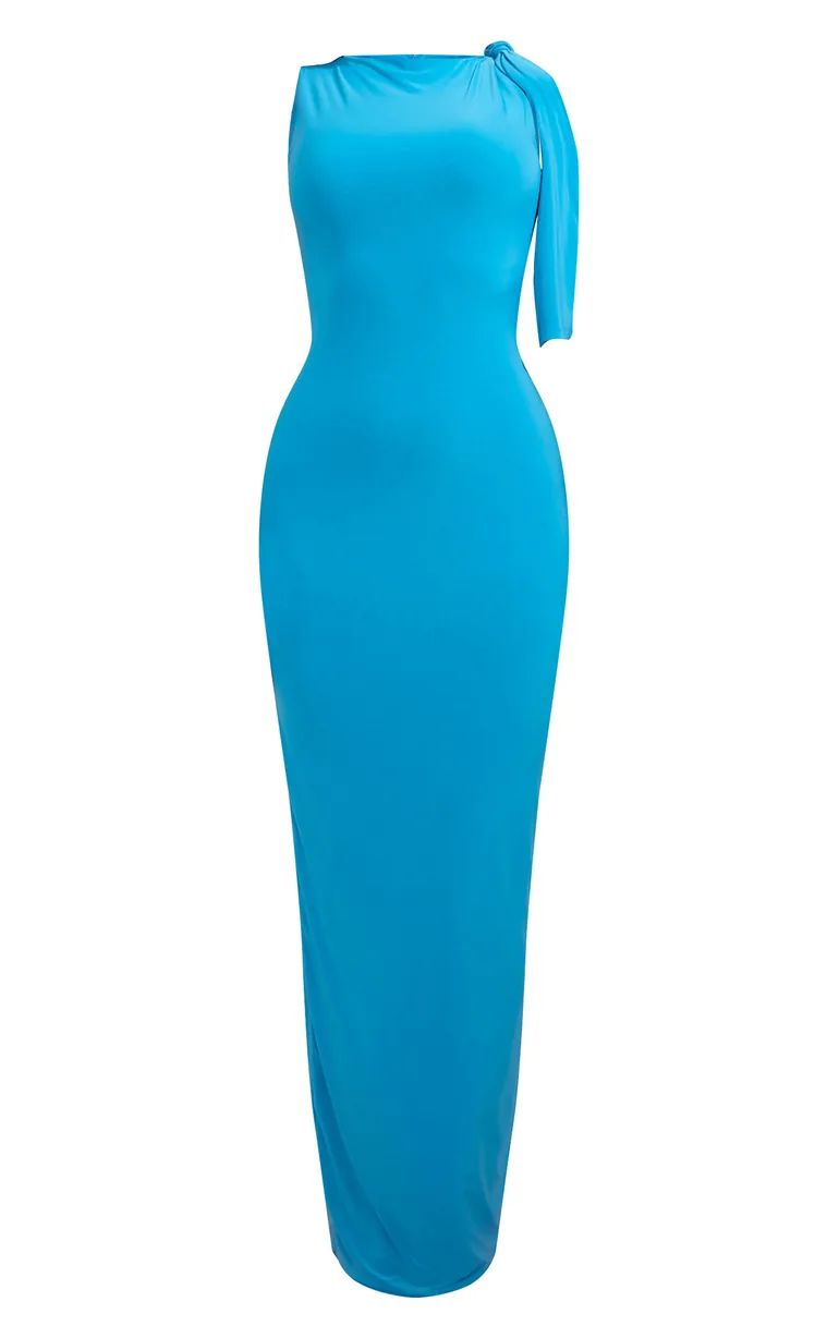 Shop Bright Blue Slinky Knot Drape Maxi Dress Online in Bahrain Shop Bright Blue Slinky Knot Drape Maxi Dress Online in Bahrain