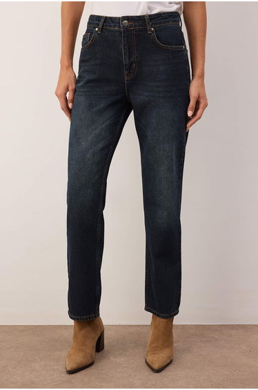 Dark blue high waist straight leg jeans product thumbnail 3