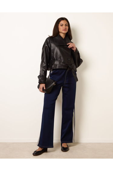 Double Breasted Leather Look Jacket