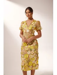 Sally V-neck Floral Midi Dress - 2