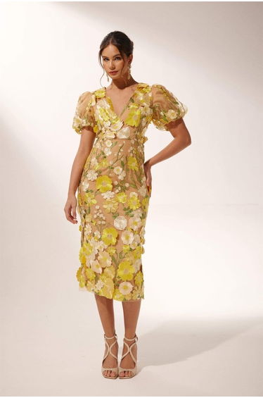 Sally V-neck Floral Midi Dress
