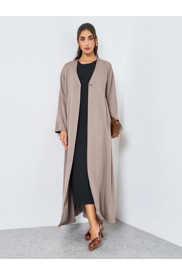 Beige Open Front Abaya