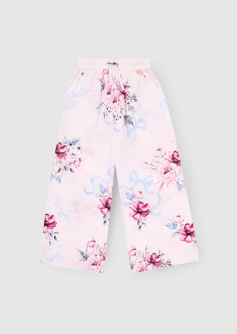 Cleo Floral Wide Leg Trousers - Pink - 3
