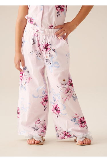 Cleo Floral Wide Leg Trousers - Pink