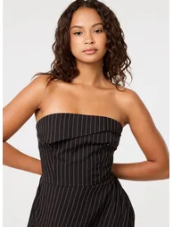 Pinstripe Bandeau Skort Dress - 2