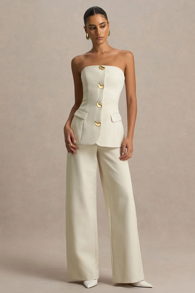 جمبسوت بياقة بأكتاف مكشوفة - بيج - 4