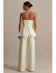 جمبسوت بياقة بأكتاف مكشوفة - بيج - 1