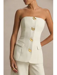 جمبسوت بياقة بأكتاف مكشوفة - بيج - 2