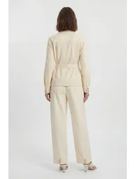 Petite Cotton Utility Button Detail Barrel Leg Trouser - 1