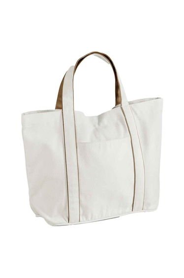 Westford Mill Courtside Tote Bag - Soft White/Caramel