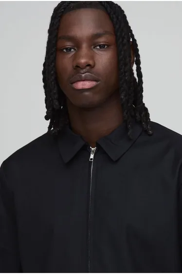 جاكيت بوهو مان أسود بسحاب