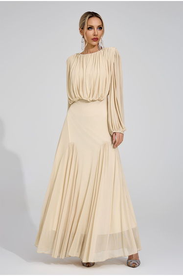 Linnea Yellow Pleated Maxi Dress