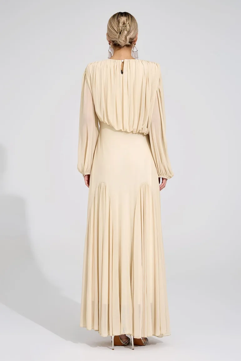 Linnea Yellow Pleated Maxi Dress - 6