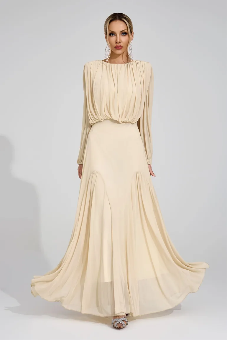 Linnea Yellow Pleated Maxi Dress - 1