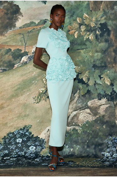 3D Flower Round Neck Short Sleeve Top & Mid Waist Midi Skirt Set