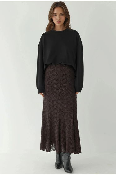 High Waist Lace Maxi Skirt