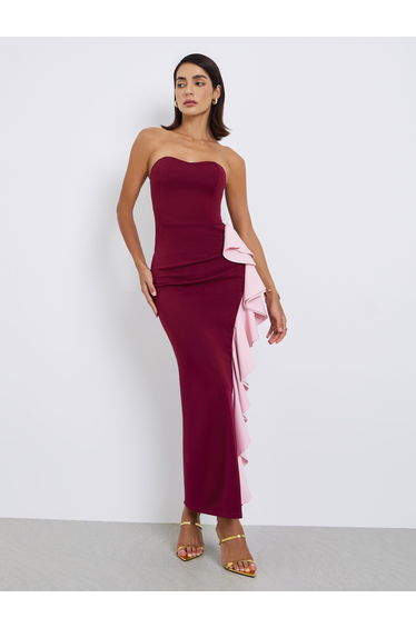 Women Color Block Sleeveless Sheath Maxi Dress