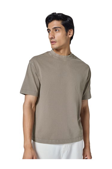 Men Grey Cotton Acid Wash T-Shirt