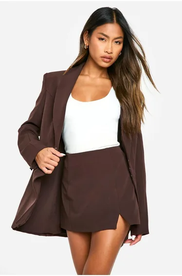 Split Front Micro Mini Skirt - chocolate