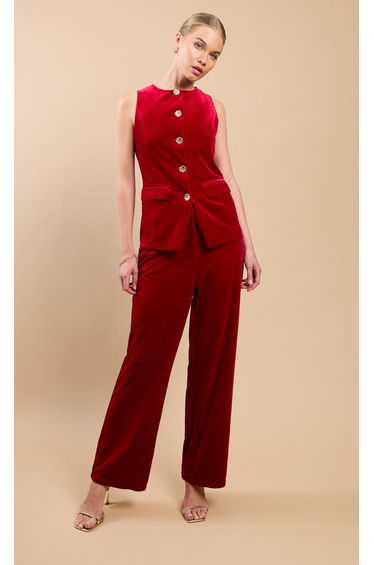 Ruby Red Sleeveless Waistcoat by Vicky Pattison