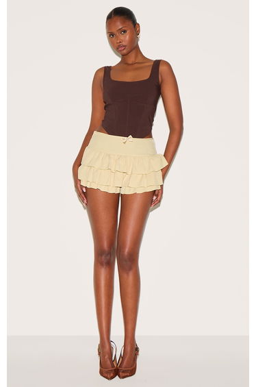 Butter Yellow Bow Detail Tailored Frilly Bloomers