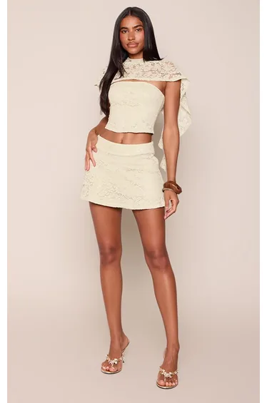 Sage Lace Flippy Mini Skirt Co-ord