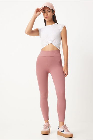 Women's Powder High Waist Ribbed Knitted Leggings